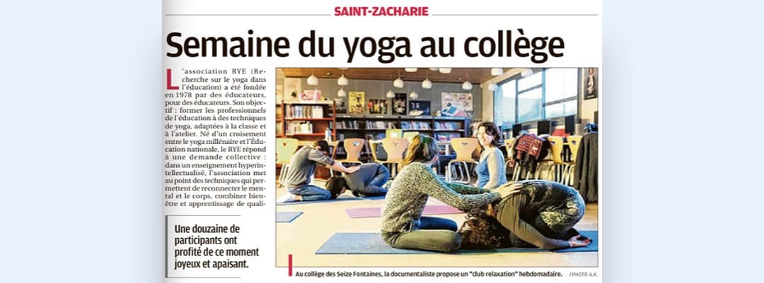 Dans La Provence : “Semaine du yoga au collège”
